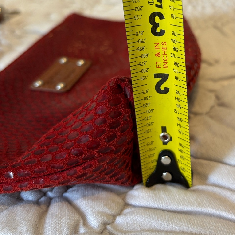 Sorial Red Textured Wristlet Pouch with Brown Strap - Picture 12 of 12